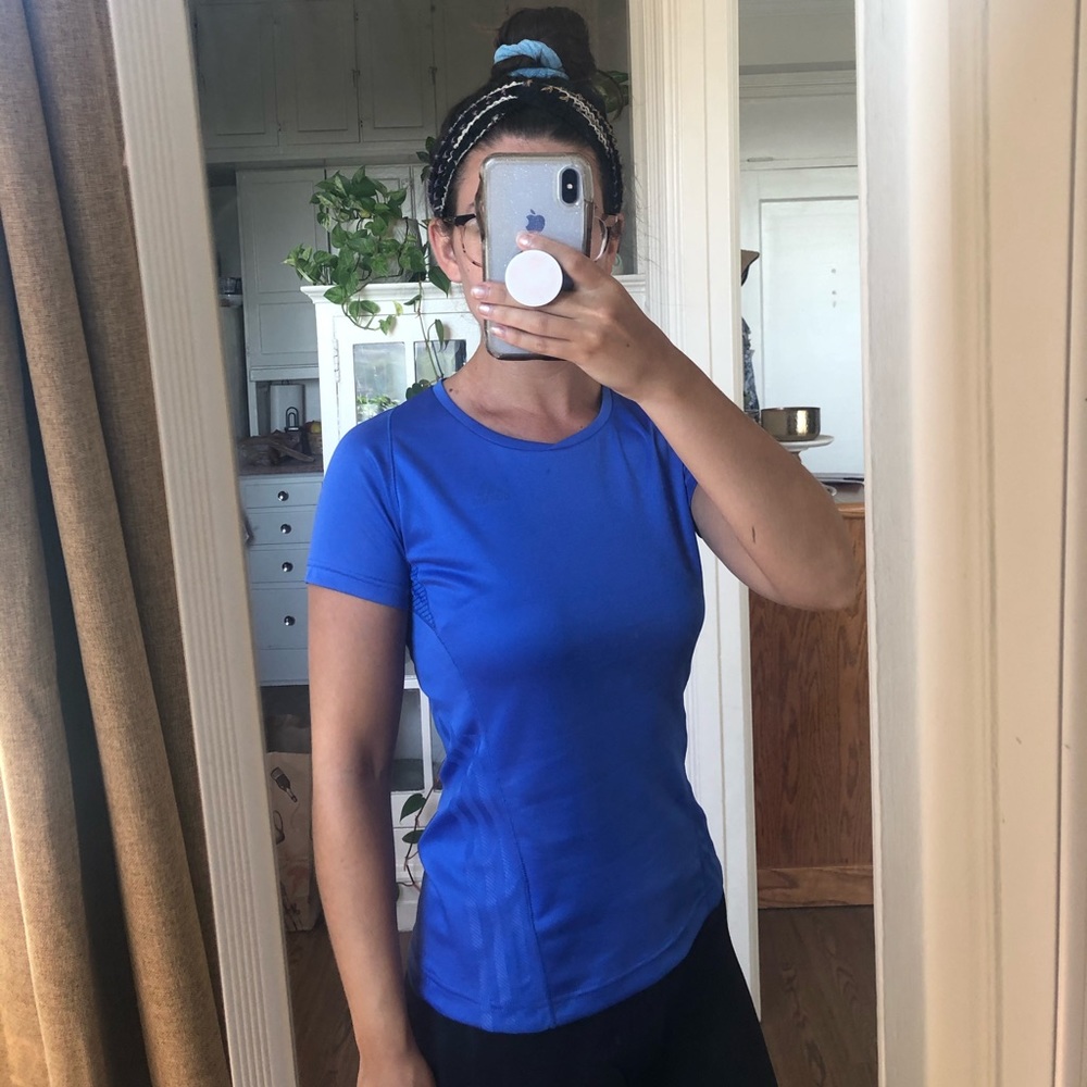 Blue adidas workout t-shirt